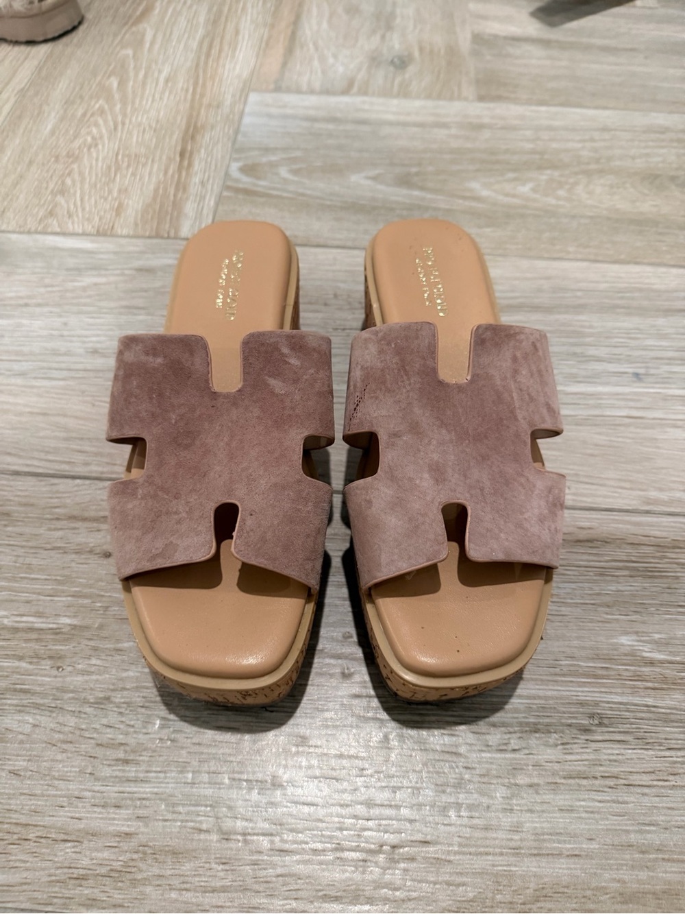 Women’s Suede Wedge Slide Sandals in Mauve Pink
